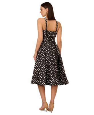 Женское приталенное платье-клеш Adrianna Papell в горошек