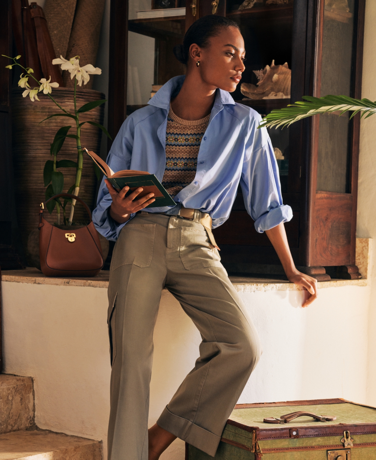 Shop Ralph Lauren Women's Pleated Cotton Twill Wide-leg Cargo Pants, Regular & Petite In Sage Green