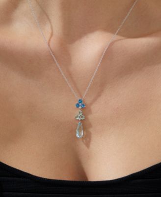 Eliot Danori Silver-Tone Mixed Stone Lariat Necklace, 16