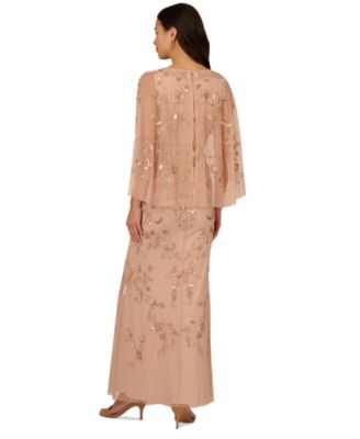 Женское платье-накидка с рукавами, расшитыми бисером, от Adrianna Papell