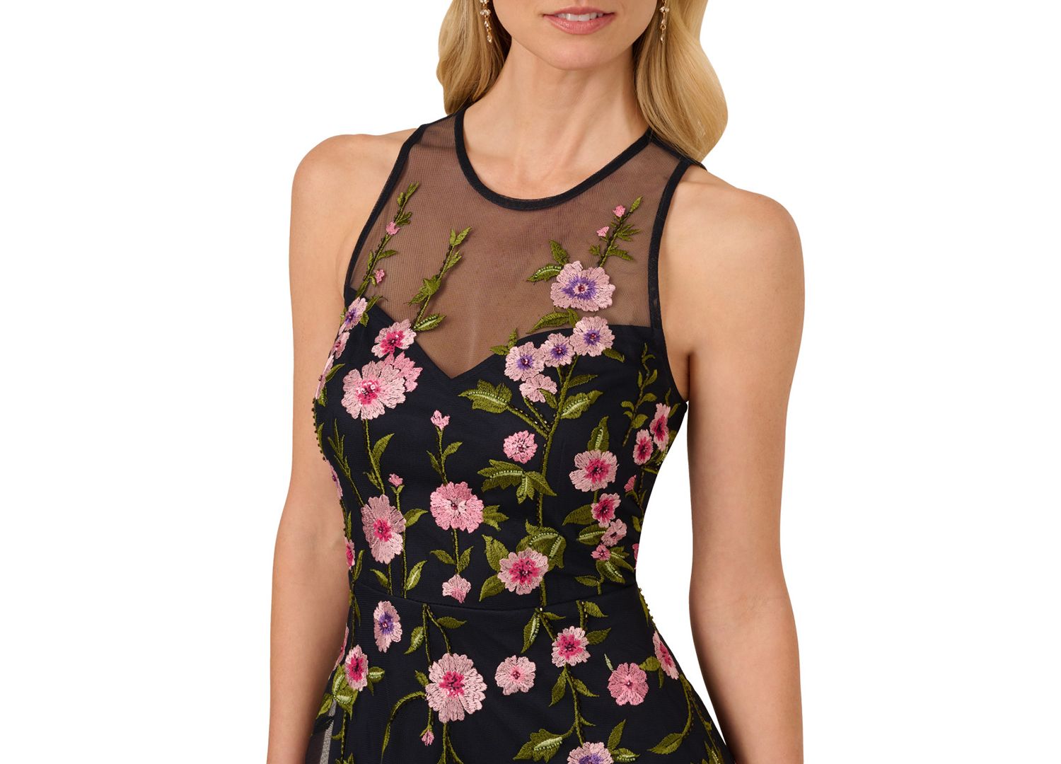 Women's Embroidered Beaded Fit & Flare Dress