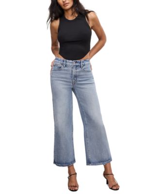 Good American - Women's High Waist Cropped Wide-Leg Jeans