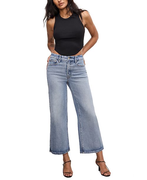 alfani Good American Women's Good Waist Palazzo Cropped Jeans Women's Fashion Shoes & Accessories