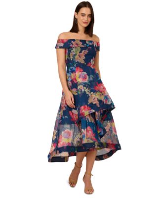 Adrianna Papell Women's Floral Organza High-Low Gown