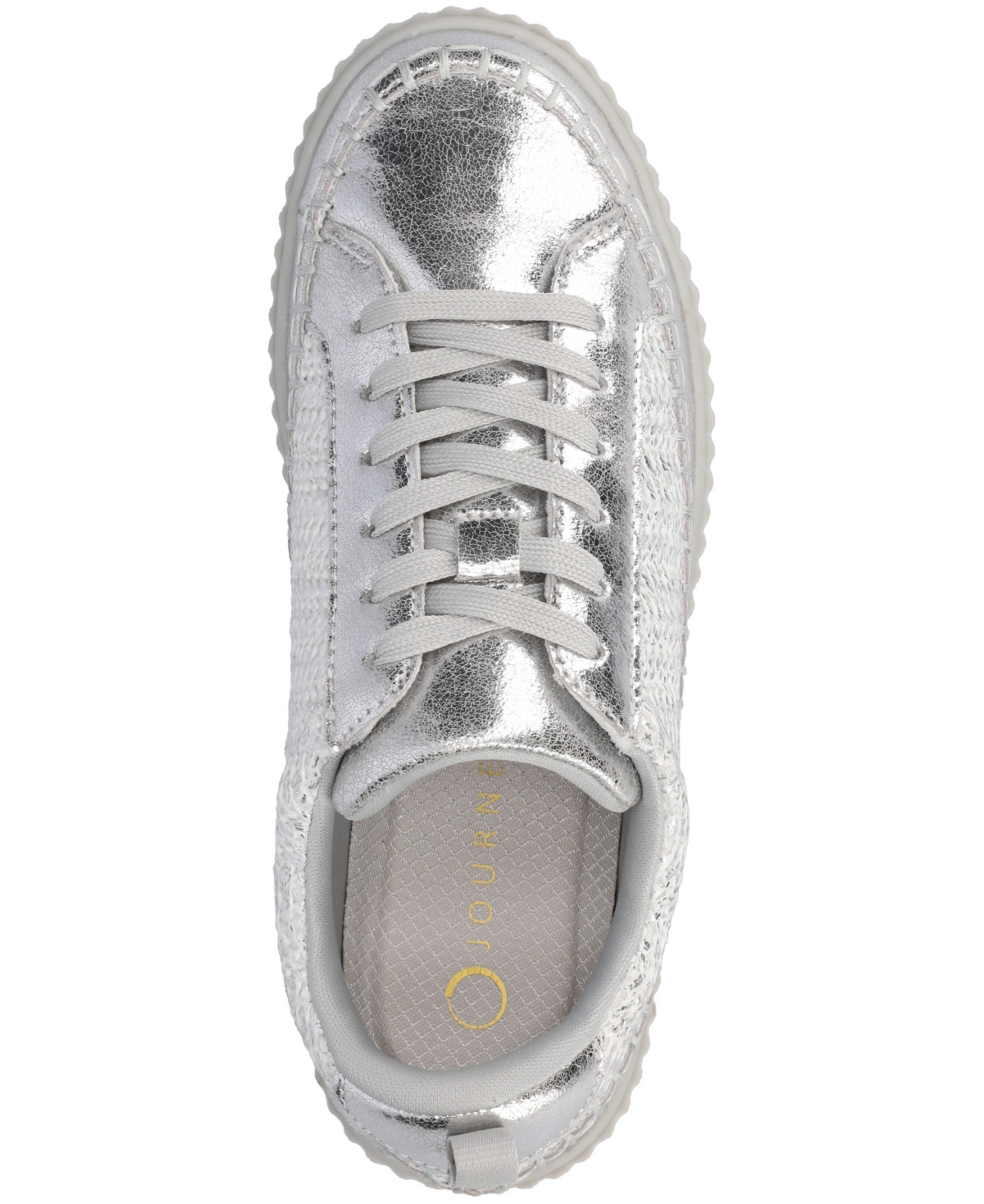 Journee Collection Women's Pazey Platform Lace-up Casual Sneakers In Silver