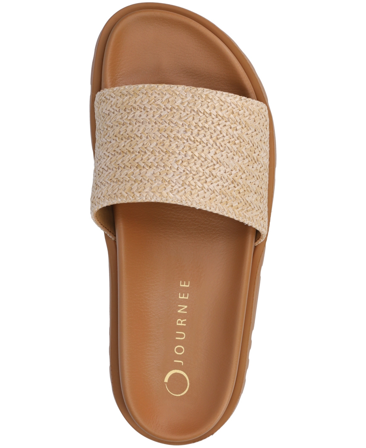 Shop Journee Collection Women's Starr Slide Footbed Flat Sandals In Natural