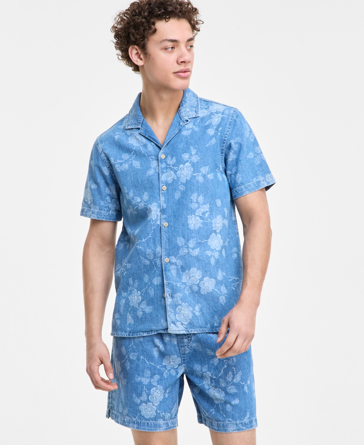 Men's Denim Floral Dream Shirt, Exclusively at Macy's - Dream