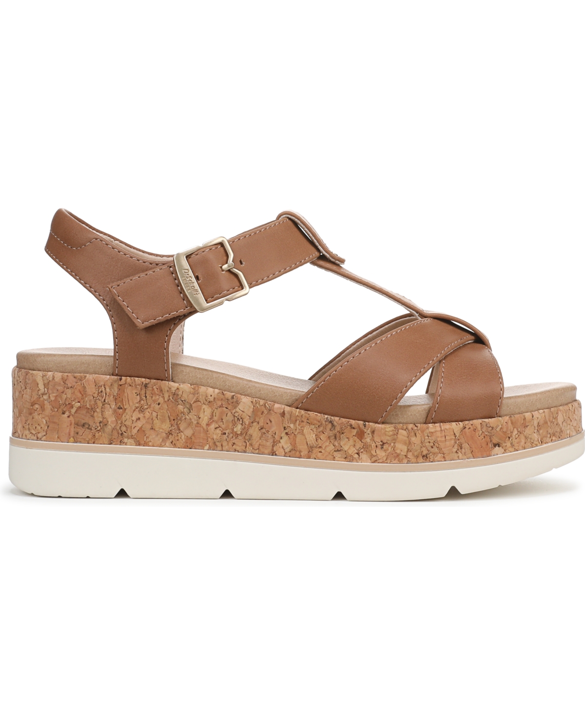 Shop Dr. Scholl's Women's Once Again T-strap Wedge Sandals In Honey Brown Faux Leather
