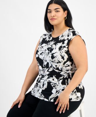 Блузка с коротким рукавом и принтом Kasper Plus Size