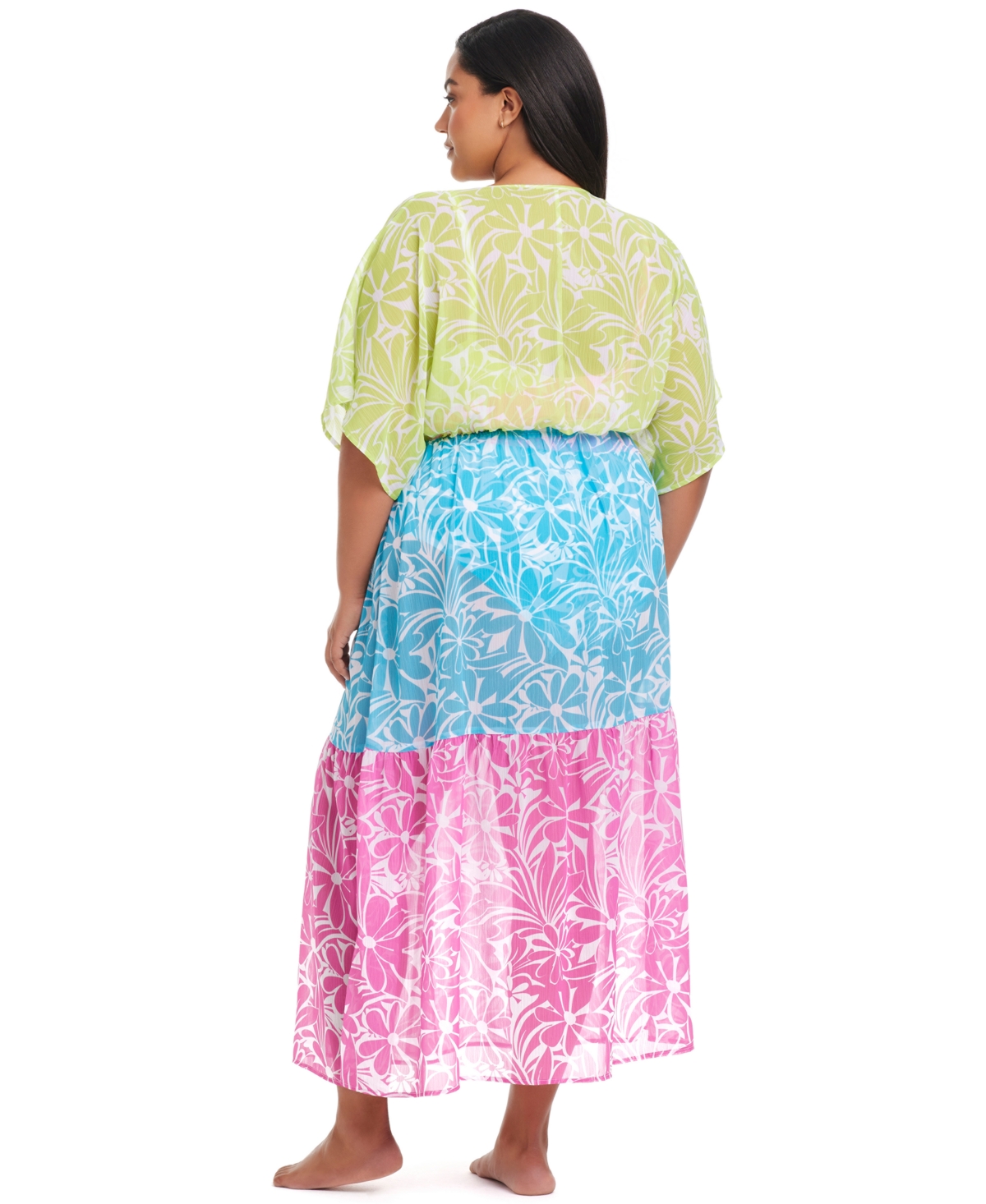 Shop Bleu By Rod Beattie Plus Size Sock It To Me Chiffon Dress Swim Cover-up In Multi