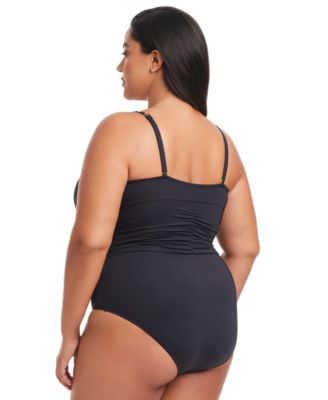 Plus Size Key Item Plunge Plunging-Neck Swimsuit