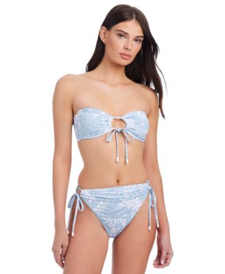 SANCTUARY WOMENS IN THE MEADOW BANDEAU TIE FRONT BIKINI TOP BOTTOMS 