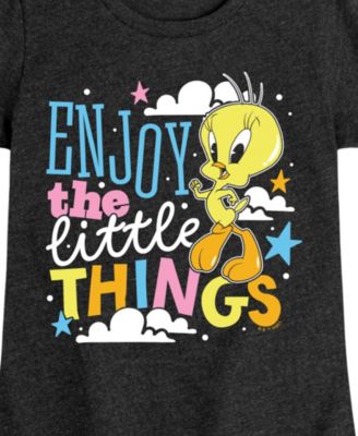 Big Girls Tweety Bird Enjoy The Little Things Graphic Short Sleeve T-Shirt