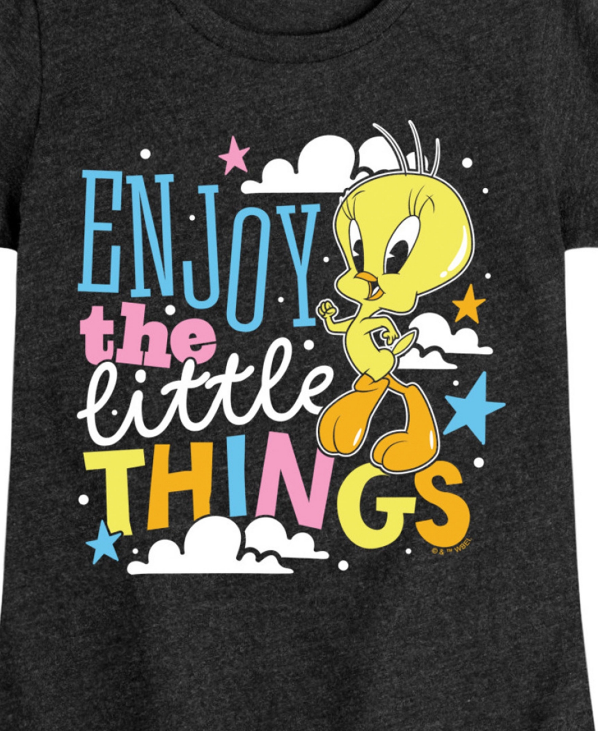 Looney Tunes Big Girls Tweety Bird Enjoy The Little Things Graphic Short Sleeve T-shirt In Black
