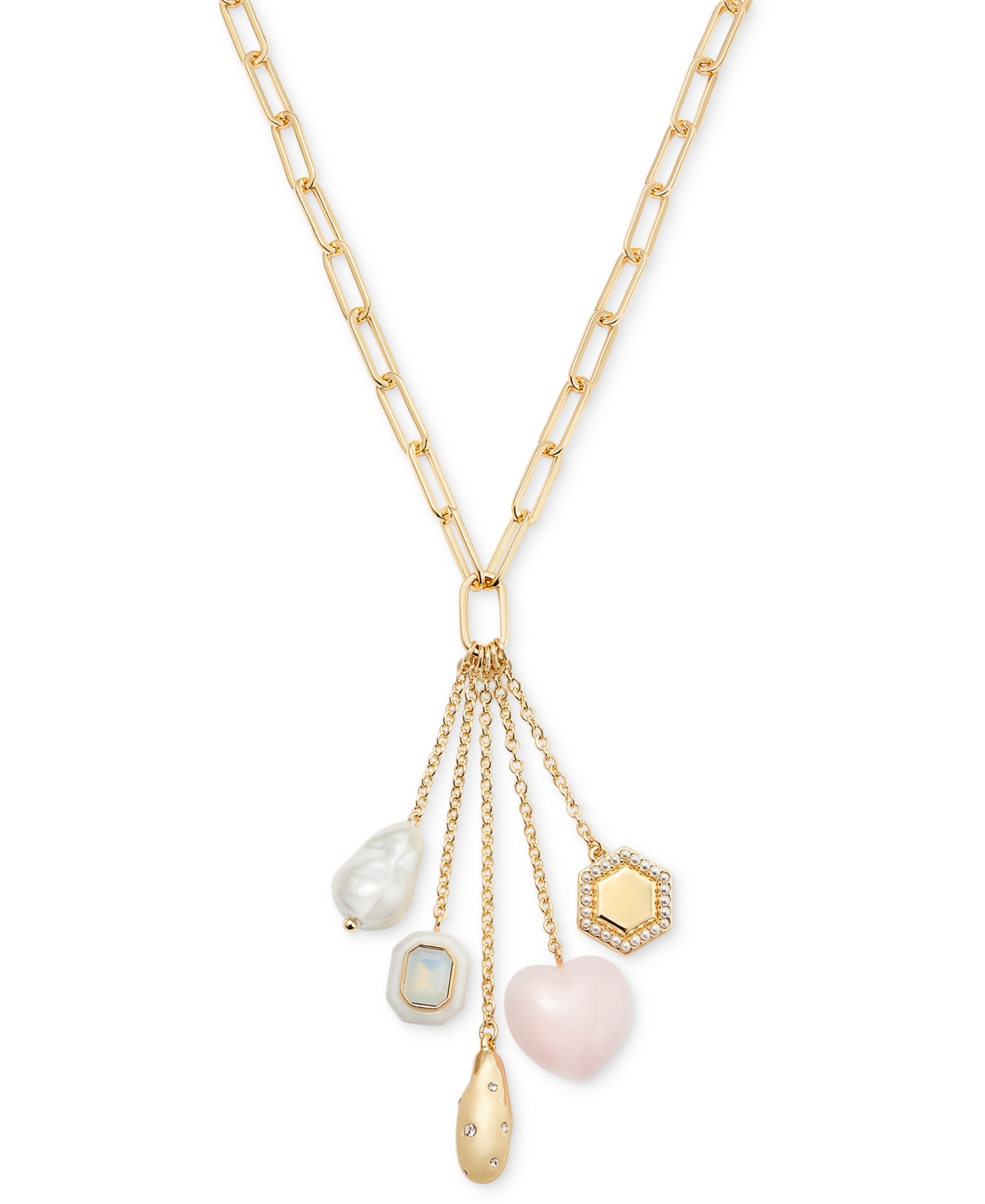 On 34th Gold-tone Mixed Stone Multi-charm Pendant Necklace, 20" + 2" Extender, Exclusively At Macy's
