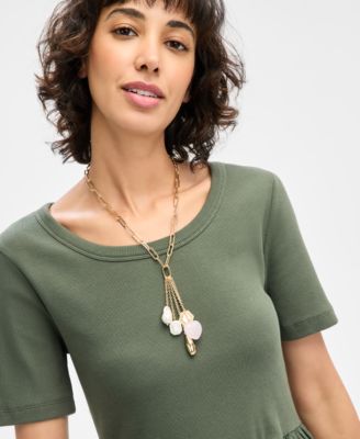 On 34th Gold-Tone Mixed Stone Multi-Charm Pendant Necklace 20 2 extender Exclusively at Macys 9490₽