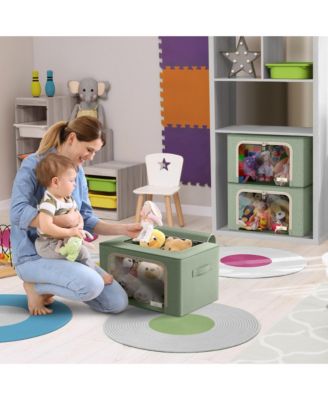 6 Pack Medium Foldable Storage Box - Metal Frame, Oxford Fabric, Large Window & Handles - Organization for Bedroom, Linens & Clothes