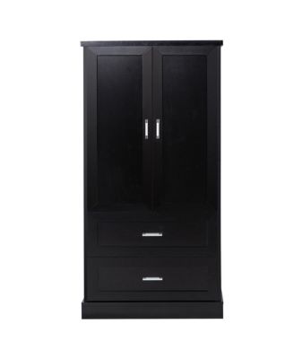 Tall Bathroom Storage Cabinet, Cabinet with Two Doors and Drawers, Adjustable Shelf, MDF Board, Black