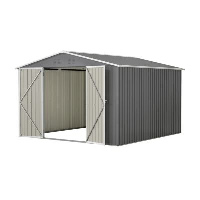10x10 Metal Storage Shed with Enhanced Frame and Doors