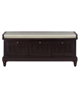 Classic Storage Bench with Cushioned Seat and Three Drawers for Entryway and Living Room (Espresso)