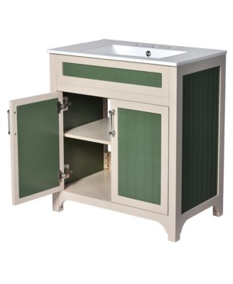 Streamdale 30" Bathroom Vanity Cabinet Combo Set with Ceramic Sink and Adjustable Shelf