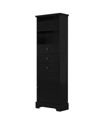Black Storage Cabinet with 3 Drawers and Shelves for Home