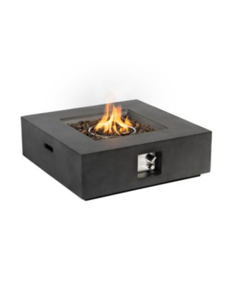 Streamdale Outdoor Fire Pit Table, 35" Square Stone, 50,000 BTU Burner, Free Lava Rocks and Cover