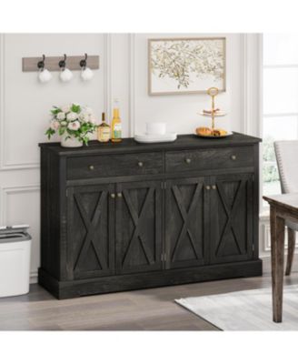 Wood Vintage with 2 Drawers and 4 Doors Sideboard Cabinet