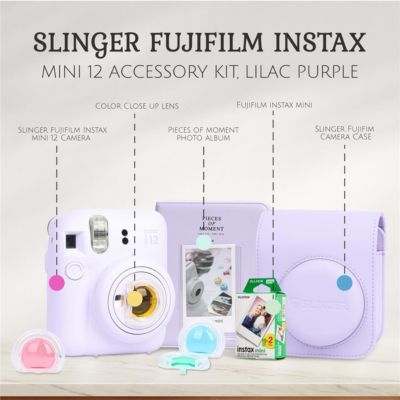 Instax Mini 12 Instant Film Camera, Clay White Bundle with Instax Mini Custom Case, Accessory Kit and Daylight Film