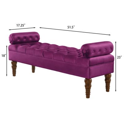 Velvet Tufted Bed Bench for Bedroom and Entryway