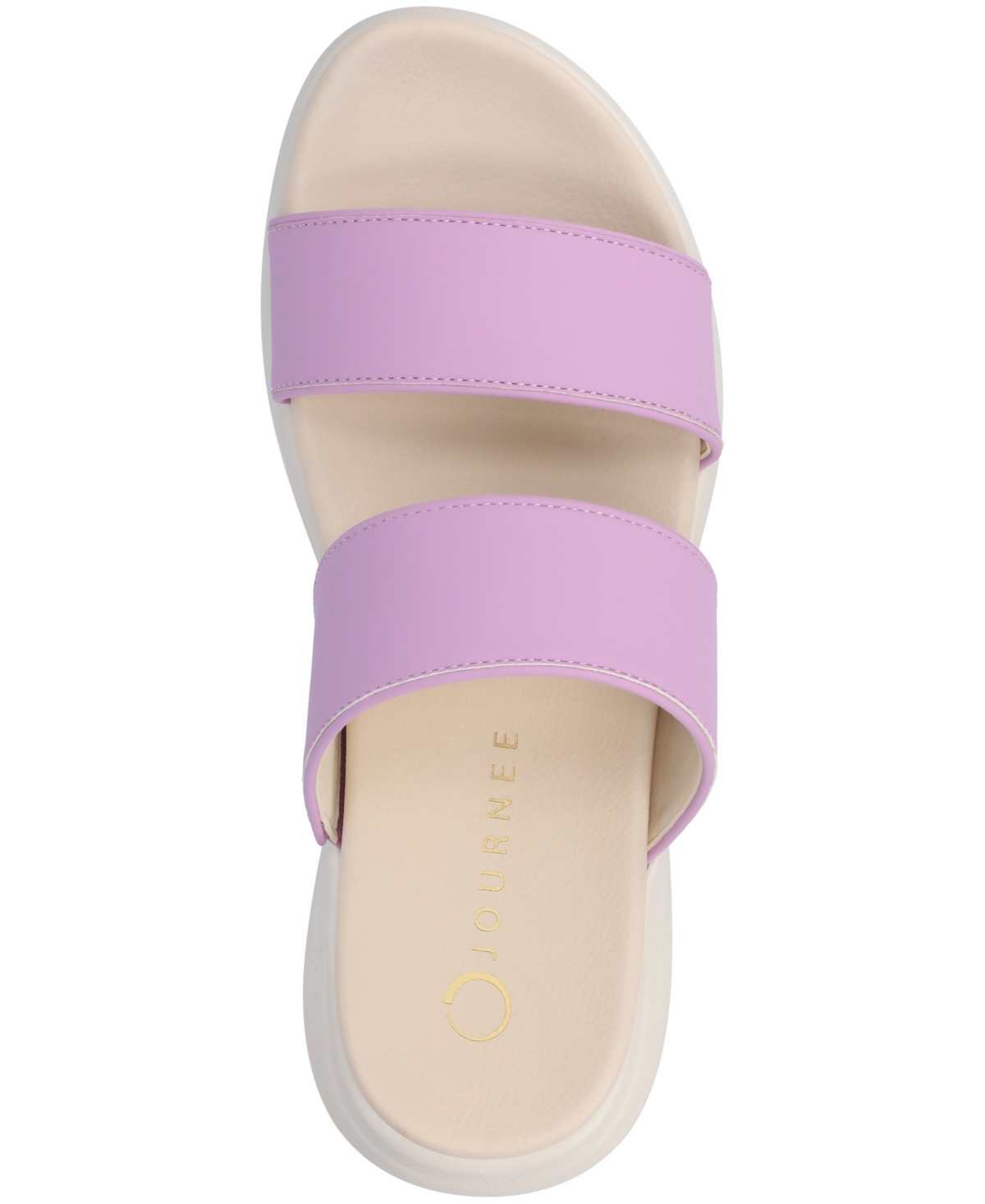 Journee Collection Women's Janis Double Band Comfort Wedge Sandals In Lilac