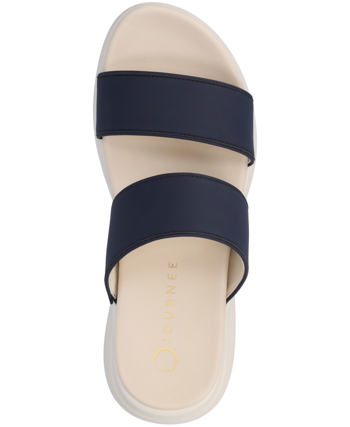 Journee Collection Women's Janis Double Band Comfort Wedge Sandals In Navy