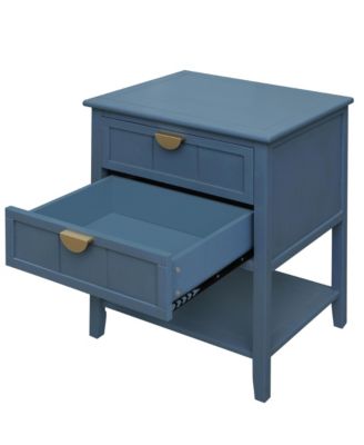 2 Pc. Modern Upholstered 3-Tier Storage Nightstand Side Table