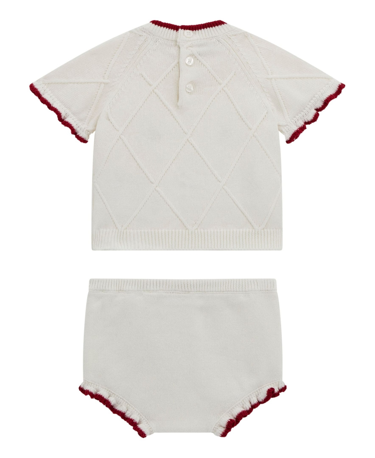 Guess Baby Girls 2-piece Sweater Top With Frill Edge And Matching Sweater Short Set In Cream