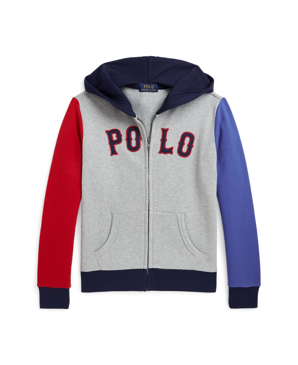 Polo Ralph Lauren Baseball-logo Fleece Full-zip Hoodie In Andover Heather