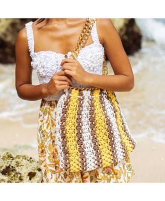 Пляжная сумка Sauvage Colette Macrame желтого, коричневого и белого цветов