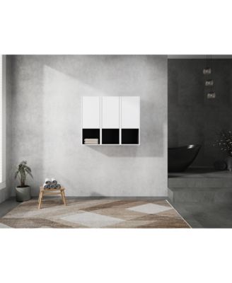 12" Bathroom Side Cabinet,3-Soft Close Doors,Float Mounting Design,123(KD-Packing)