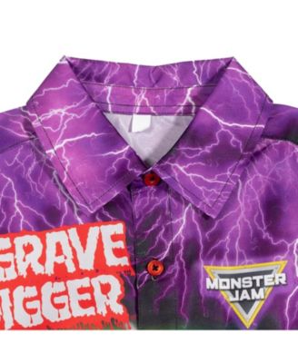 Boys Grave Digger Hawaiian Button Down Dress Shirt