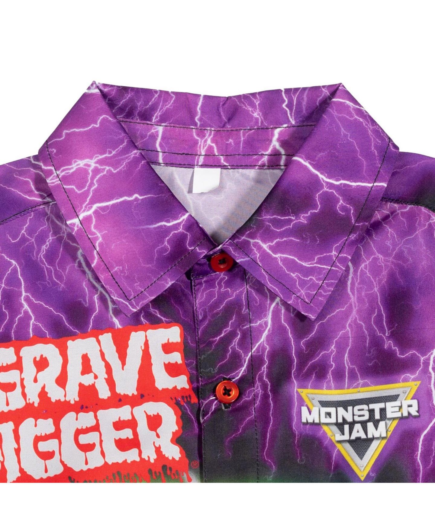Рубашка Monster Jam Grave Digger Hawaiian Button Down Dress Shirt для мальчиков, цвет: Фиолетовый / Зелёный — фото 3