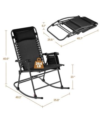 2pcs 26in Foldable Outdoor Rocking Lounger, Navy Blue