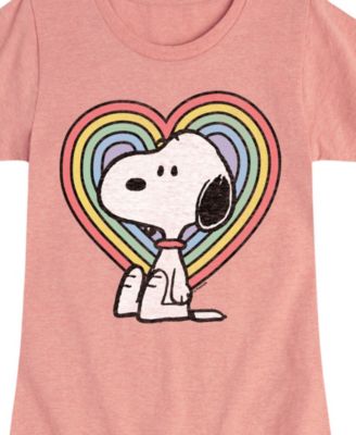 Big Girls Snoopy Rainbow Heart Graphic Short Sleeve T-Shirt