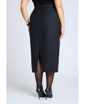 Юбка миди в тонкую полоску ELOQUII Plus размера плюс с колоннами