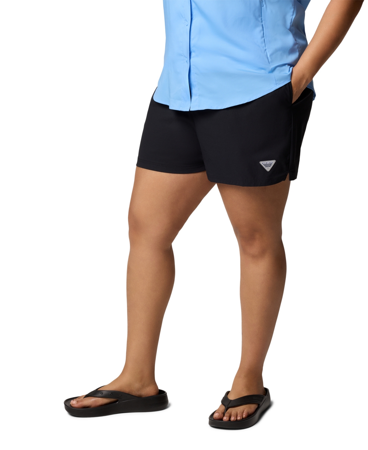 Shop Columbia Plus Size Rugged Water Comfort Stretch Shorts In Black