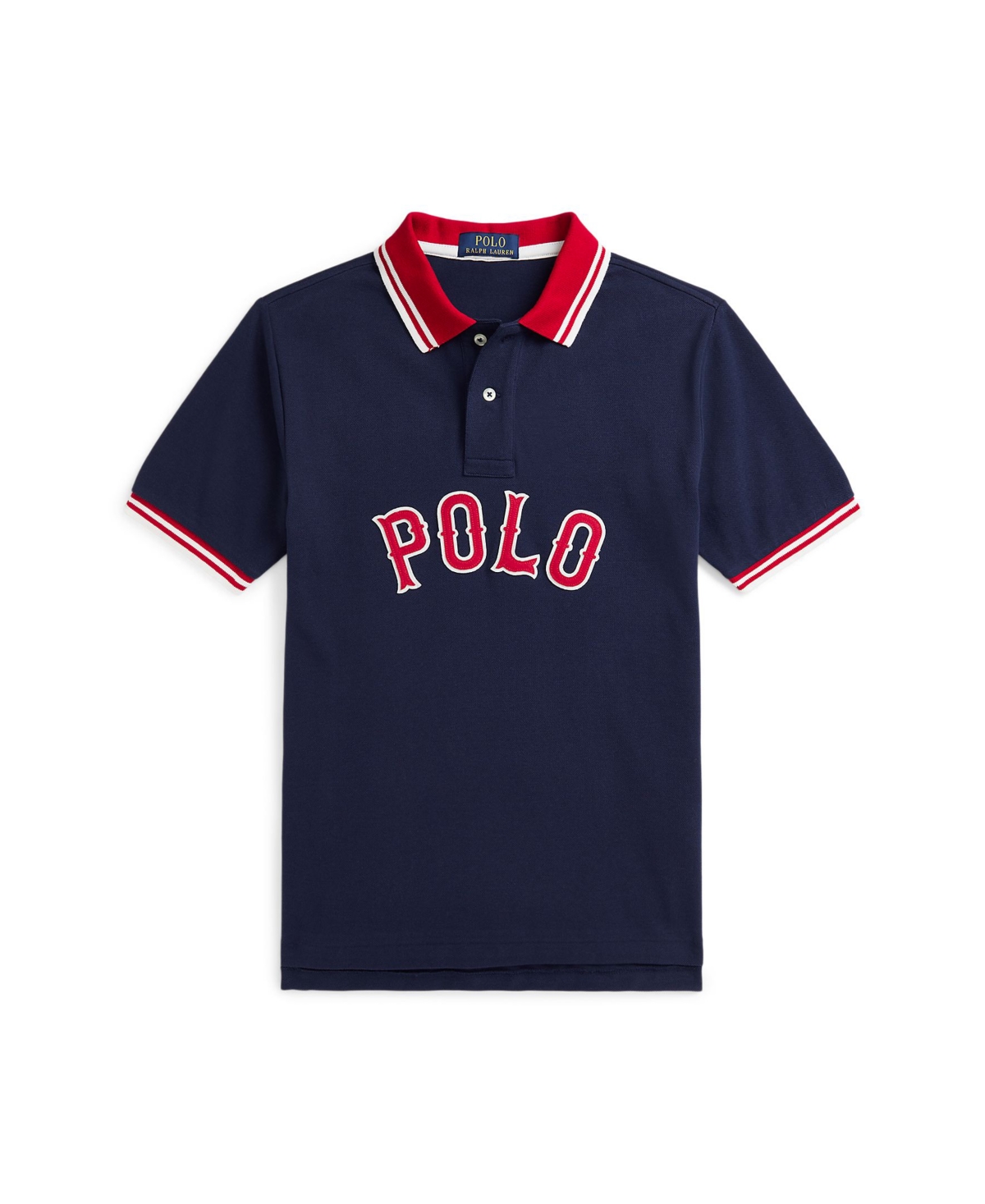 Polo Ralph Lauren Baseball-logo Cotton Mesh Polo Shirt In Refined Navy