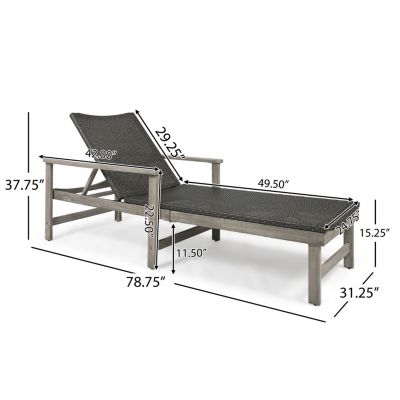 Acacia Wood Adjustable Chaise Lounge with Armrests for Enhanced Outdoor Relaxation