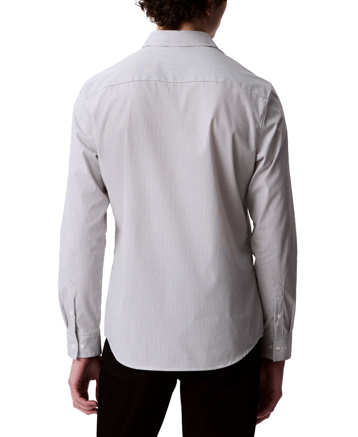 Calvin Klein Men's Stretch Striped Slim-fit Dress Shirt In Brilliant White