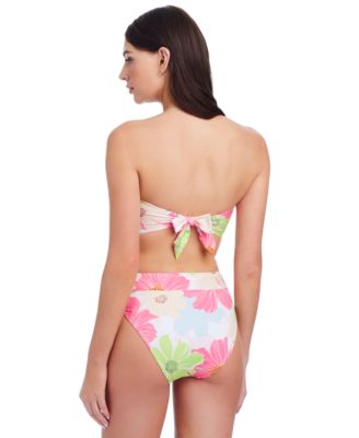 Shop Sanctuary Womens Charming Floral Bandeau Bikini Top V Waist Bottoms In White