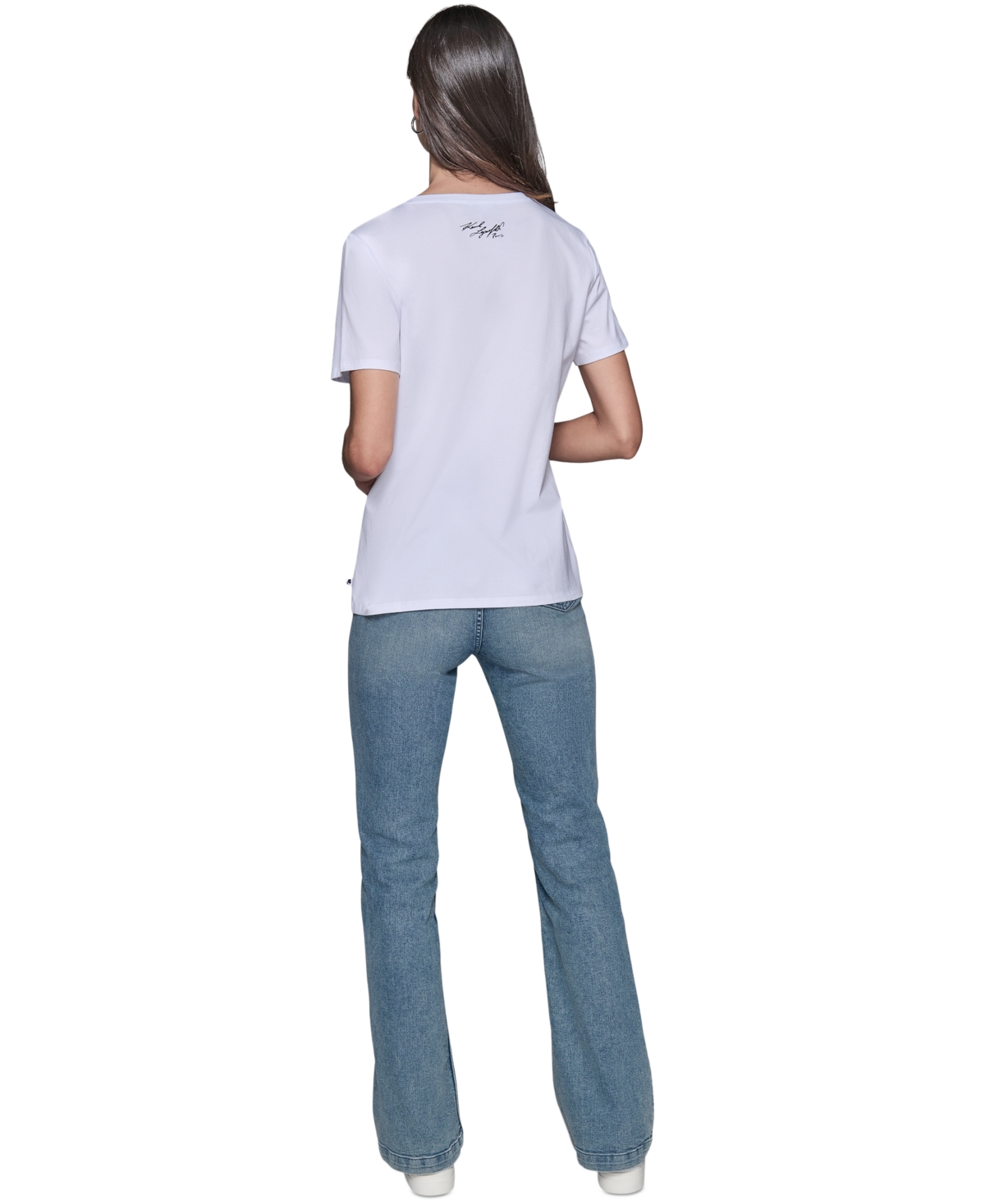 Shop Karl Lagerfeld Women's Embellished Paris Scene Graphic T-shirt In White  Silver