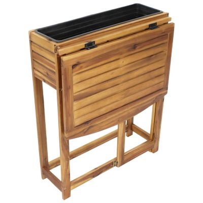 Acacia Wood Folding Table with Planter Box - 30.5" H