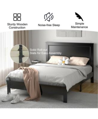 Full Size Platform Slat Bed Frame with High Headboard